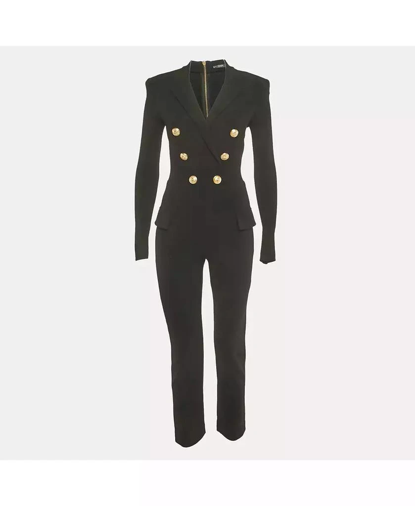 Pre-Owned Balmain Women's Black Double Breasted Jersey Tailored Jumpsuit 1