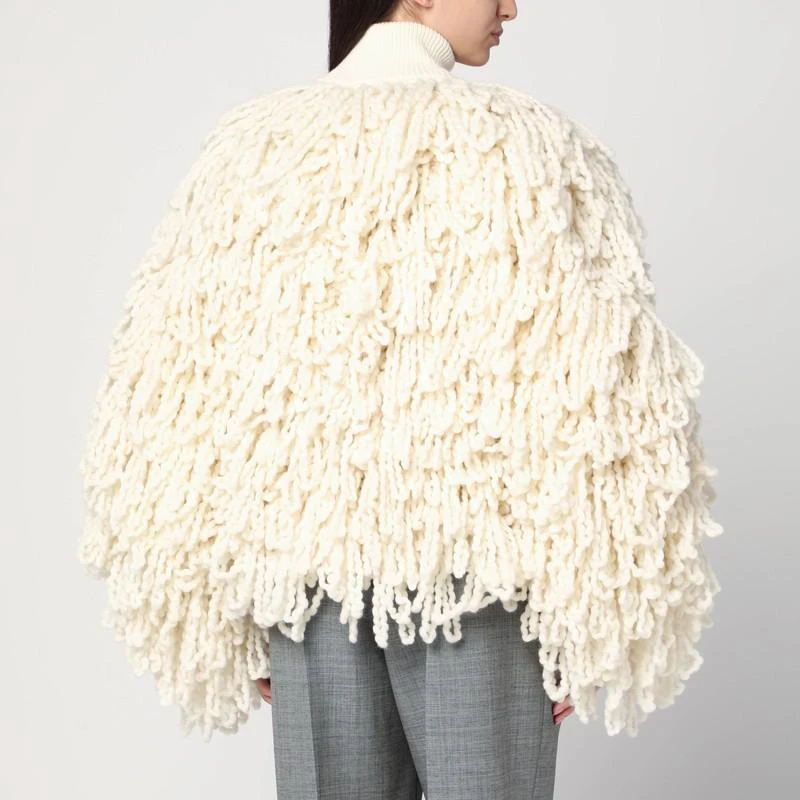 Stella McCartney White wool bomber jacket with fringes 3