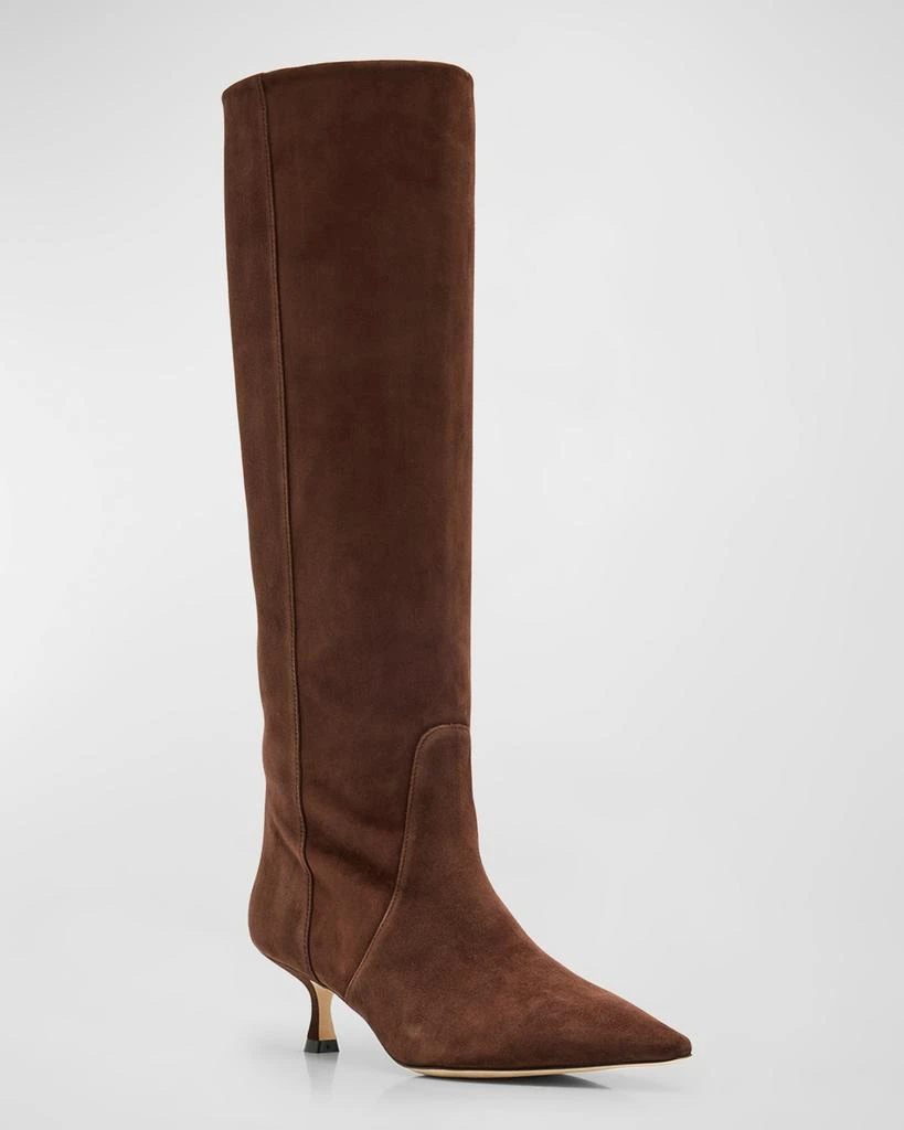 Stuart Weitzman Naomi Suede Kitten Tall Boots 4