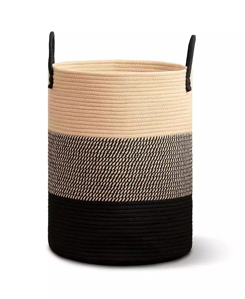 Cheer Collection Large Laundry Hamper (15" x 19.7") - 3 Tone Black/Gray/Tan