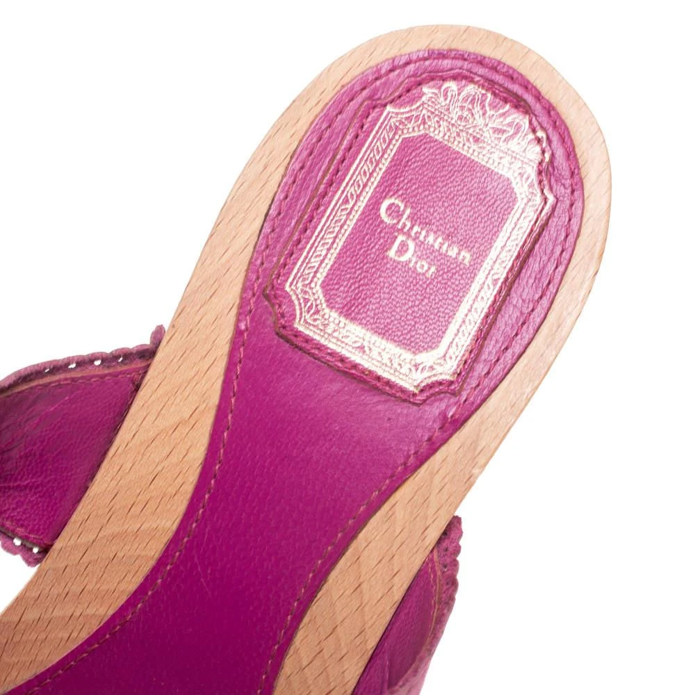 Dior Dior Pink Leather Laser Cut Detail Clog Sandals Size 41 7