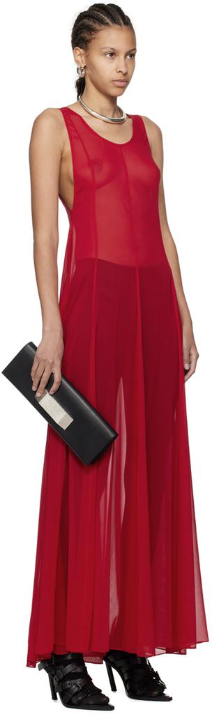 Peter Do Red Semi-Sheer Maxi Dress