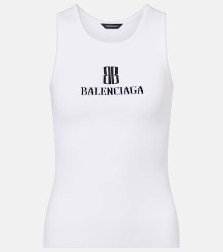 Shop Balenciaga Logo Rhinestone Embellished Tank Top on Sale