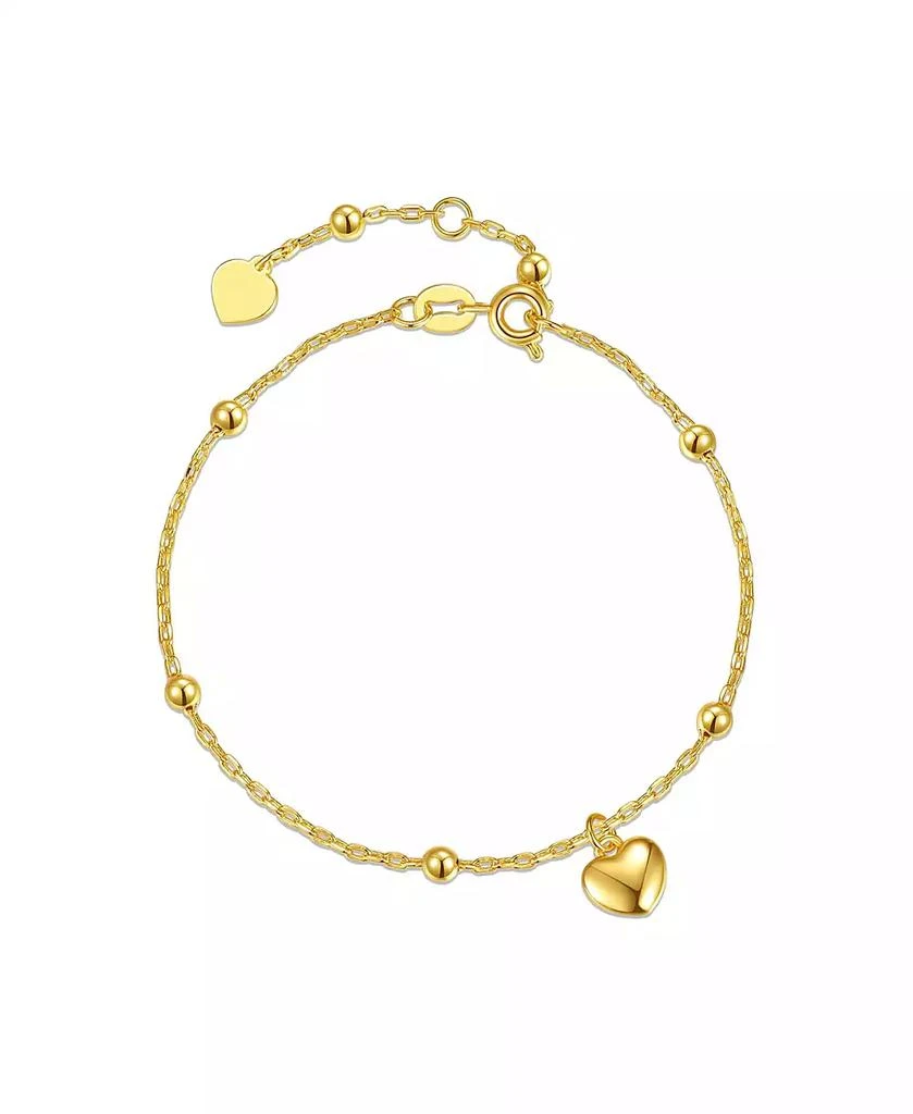 GiGiGirl Children
s 14k Yellow Gold Plated Heart Charm Station Bead Bracelet
