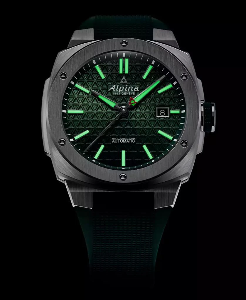 Alpina Men's Swiss Automatic Alpiner Green Rubber Strap Watch 41mm 4
