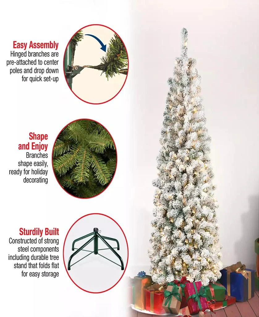 National Tree Company First Traditions 6
Acacia Pencil Slim Flocked Tree with Clear Lights 5