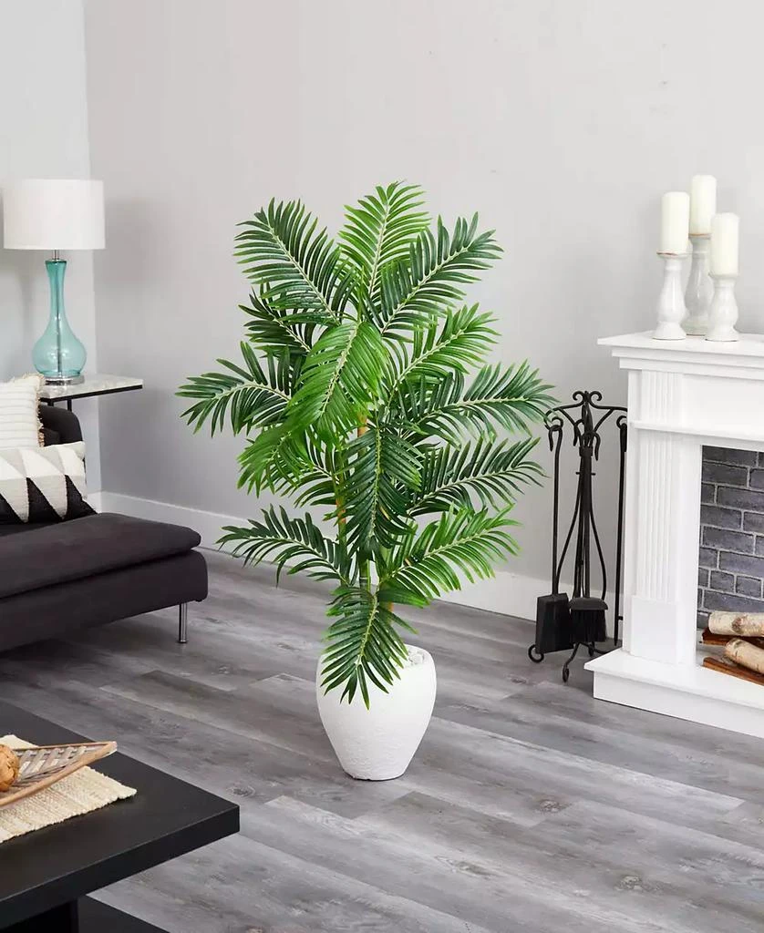 NEARLY NATURAL 63" Areca Palm Artificial Tree in White Planter 4