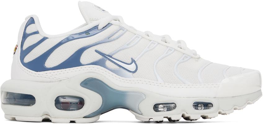 NIKE White & Blue Air Max Plus Sneakers