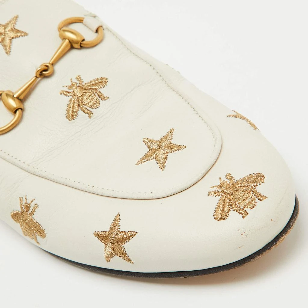 Gucci Gucci White Leather Bee and Star Embroidered Princetown Flat Mules Size 38 7