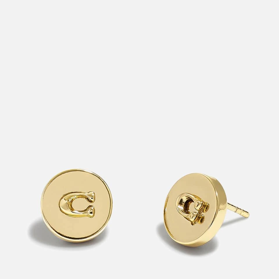 Coach Coach Signature C Disc Gold-Tone Stud Earrings 1
