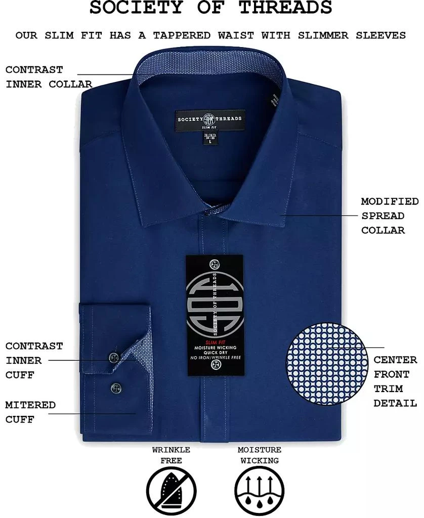 Society of Threads Men's Slim-Fit Non-Iron Performance Solid Dress Shirt 6
