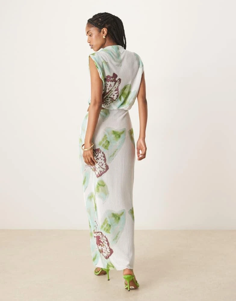 ASOS ASOS DESIGN plisse cutout detail maxi dress in orchid print 3