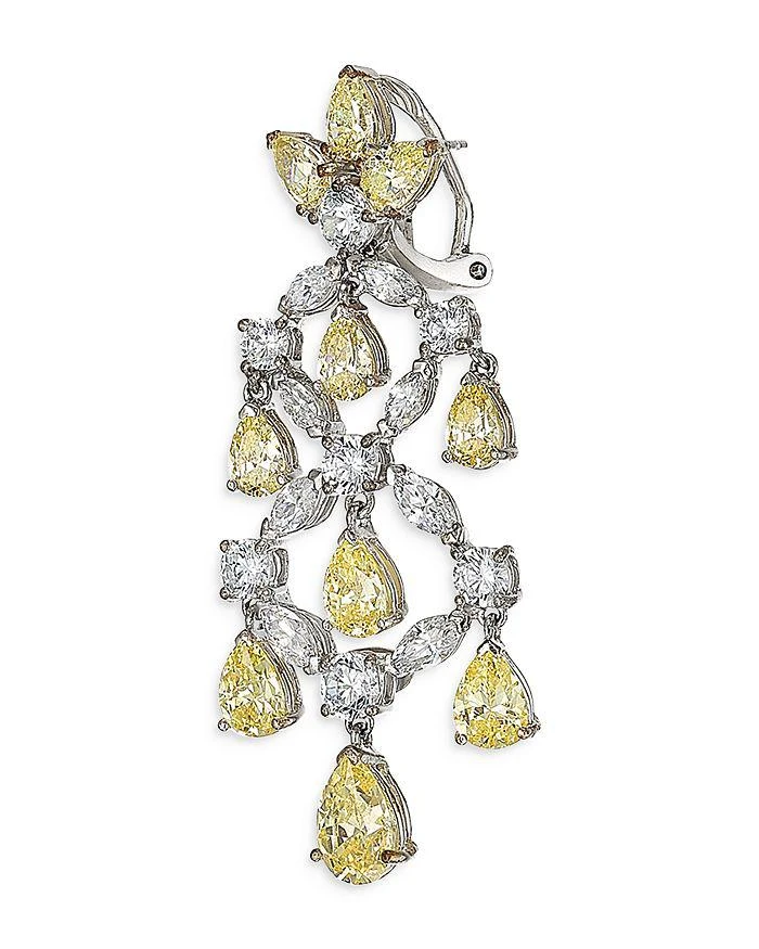 Anabela Chan 18K White Gold Plated Sterling Silver Tutti Frutti Simulated White & Yellow Diamond Chandelier Earrings 2