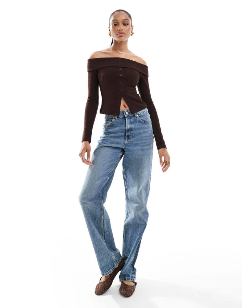 ASOS ASOS DESIGN Tall comfort stretch straight leg jean in mid blue 2
