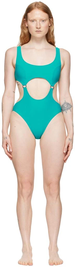 Fleur du Mal Blue Suspender One-Piece Swimsuit 1