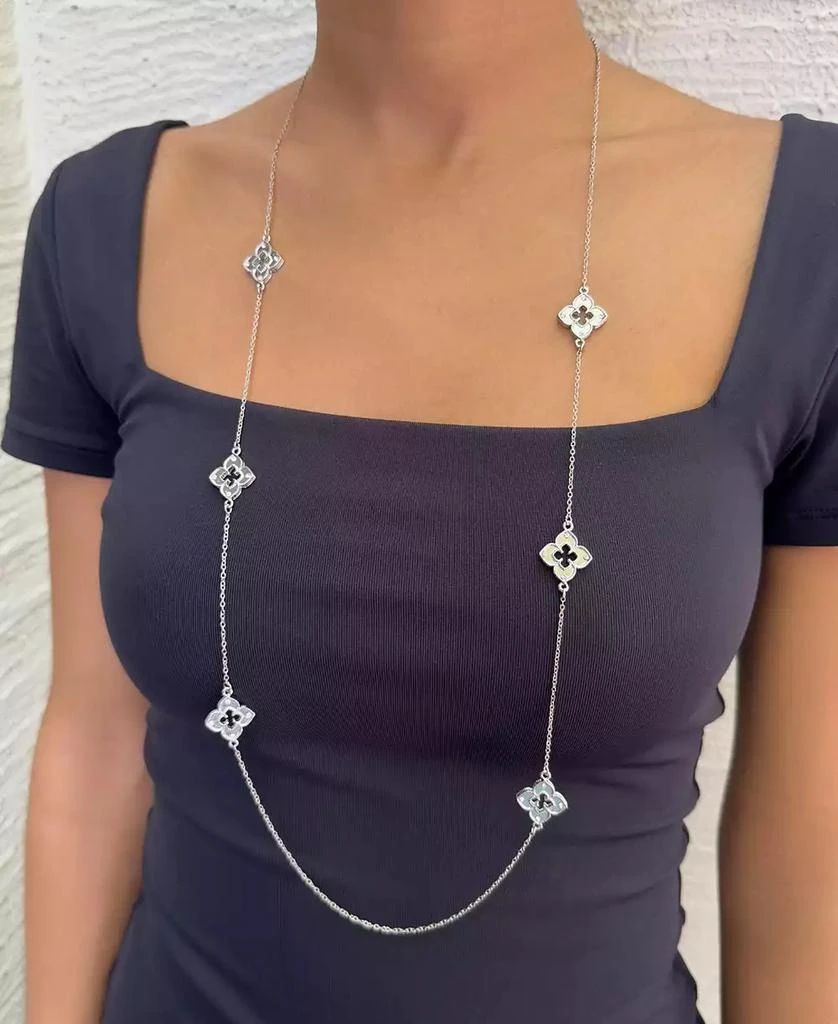 ADORNIA Silver 36" Clover Station Necklace 4