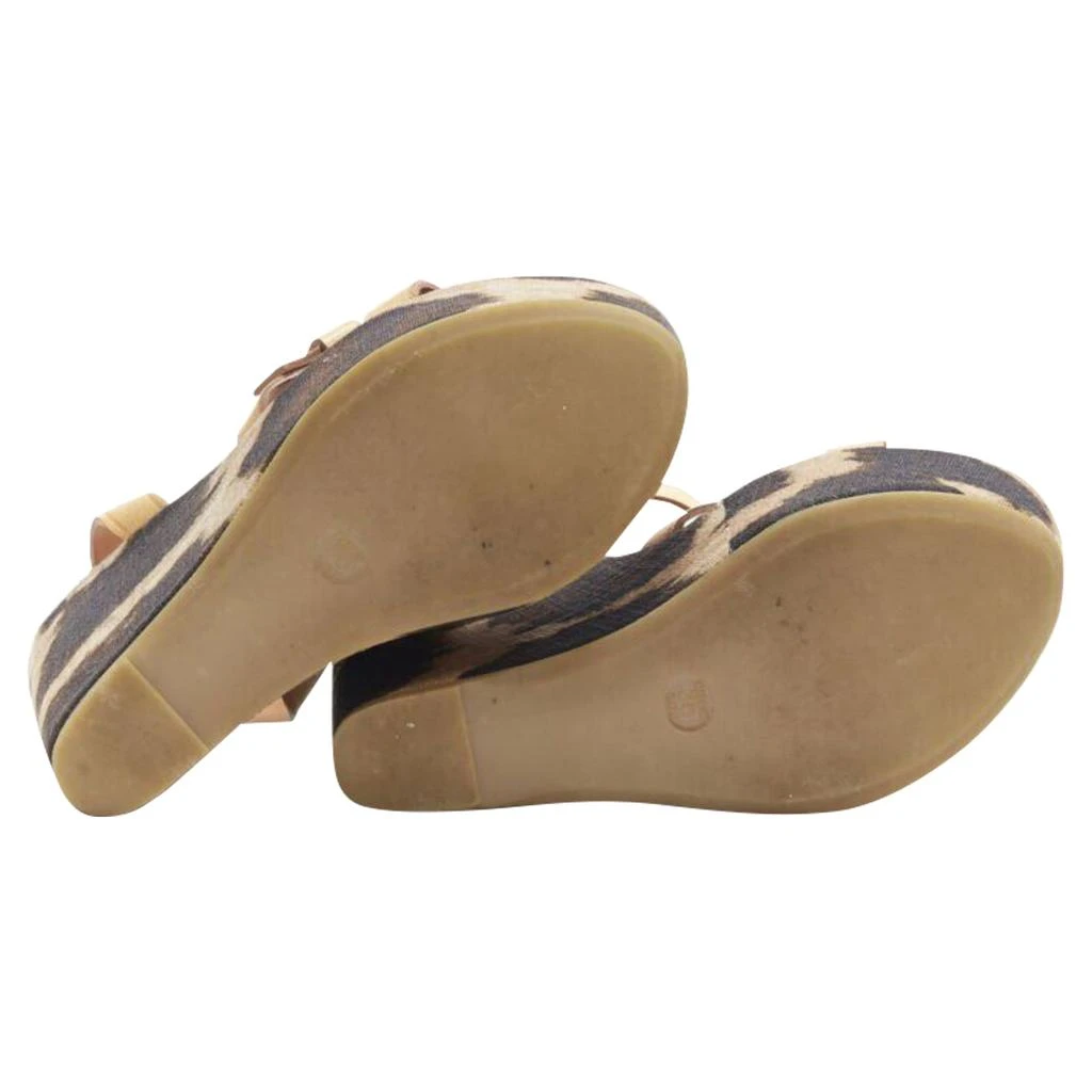 Giambattista Valli leoaprd spot print canvas tan strap wedge platfor 6
