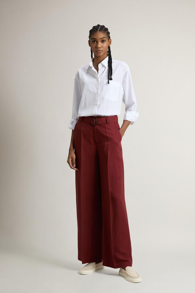 Woolrich Garment-Dyed Linen-Blend Pants - Women - Red