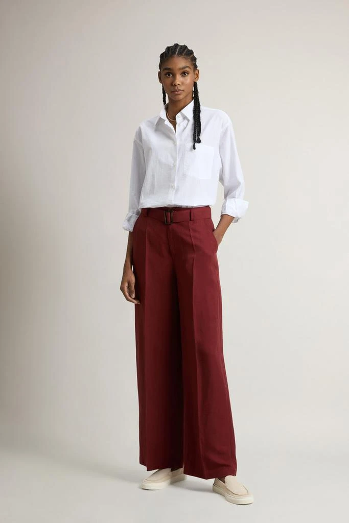 Woolrich Garment-Dyed Linen-Blend Pants - Women - Red 1