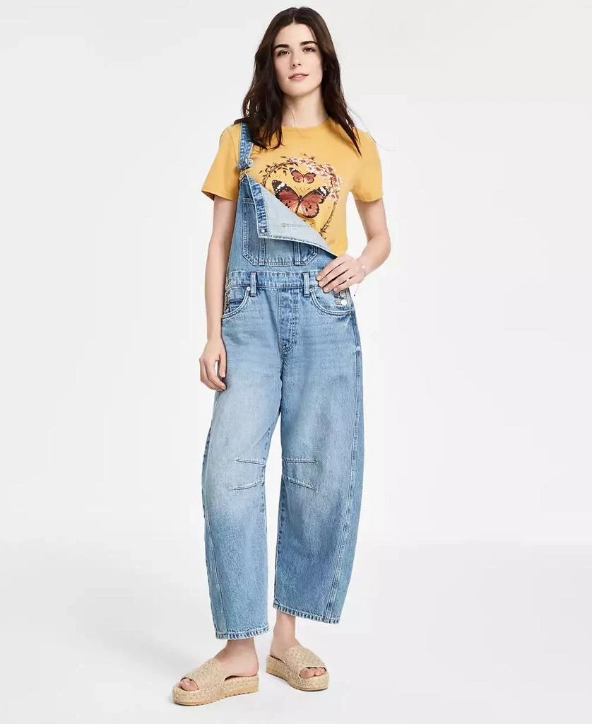 Lucky Brand Women's Cotton Denim Barrel-Leg Overalls 1