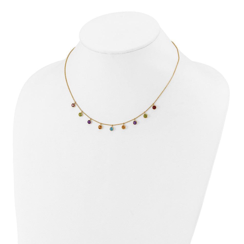 Diamond2Deal 14k Yellow Gold Multi-color Gemstone Pendant Necklace 16"
