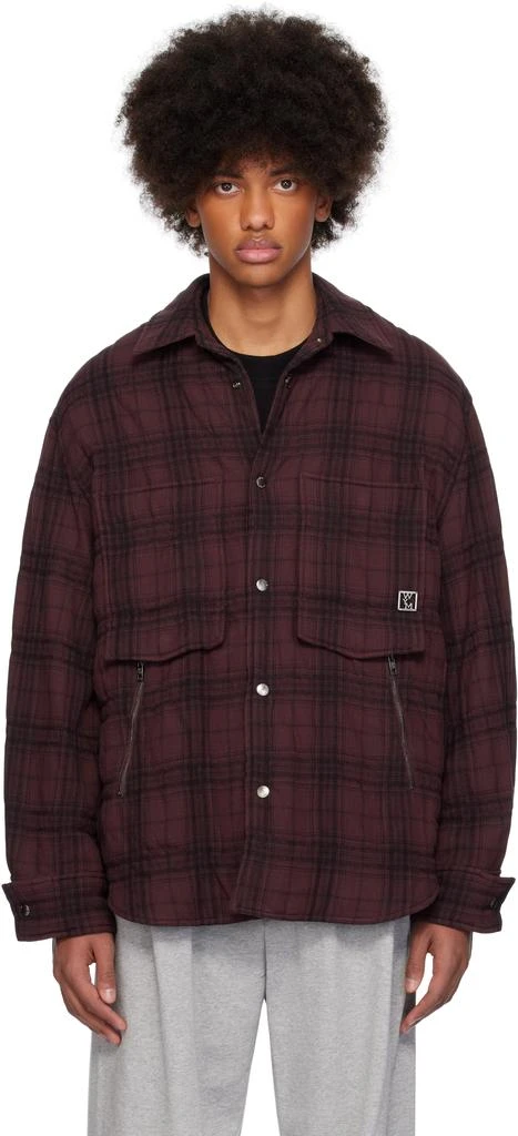 Wooyoungmi Burgundy Padded Check Shirt 1