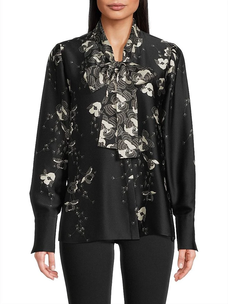 UNGARO Knoxie Floral Tieneck Blouse 3