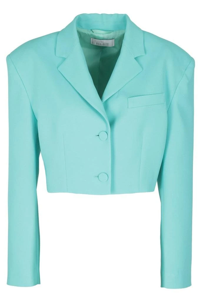 GIUSEPPE DI MORABITO Blue Zircon Single-Breasted Crop Jacket