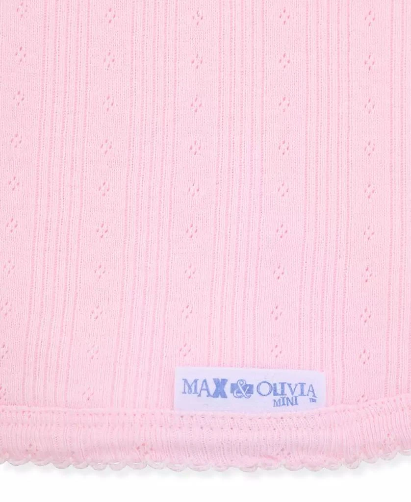 Max & Olivia Newborn Girls Pointelle Reversible Swaddle Blanket 2