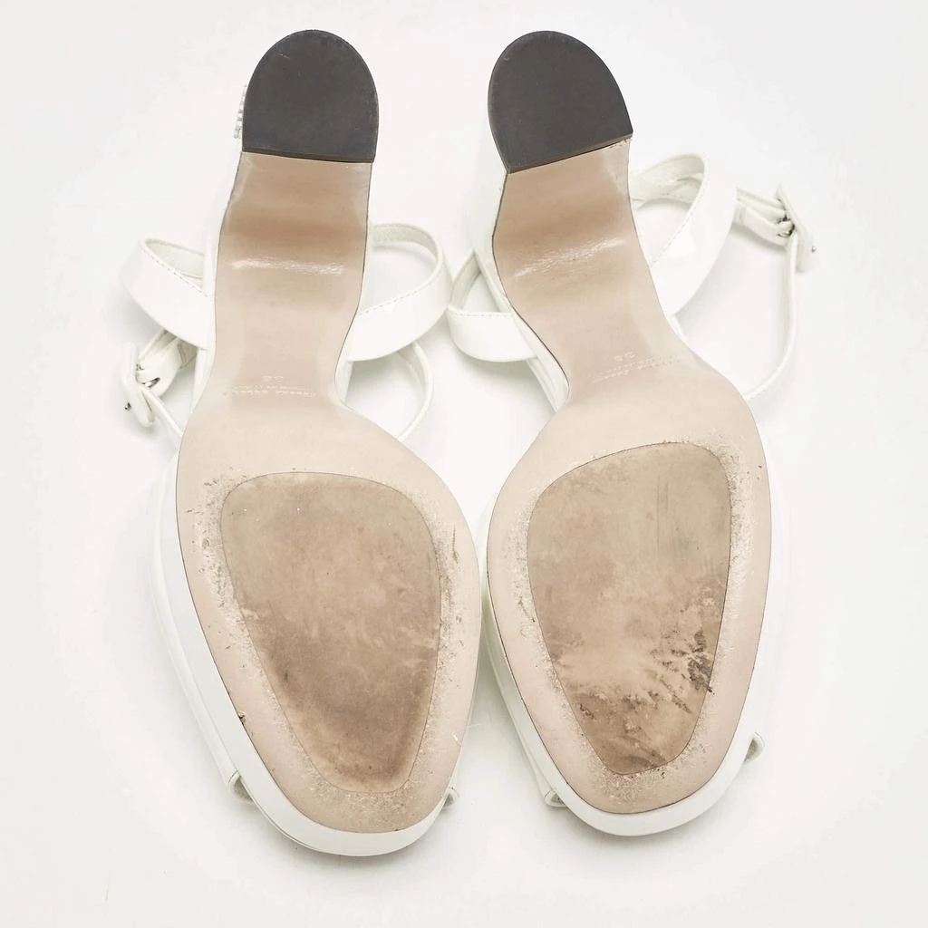 Miu Miu Miu Miu White Patent Leather Platform Ankle Strap Sandals Size 36 6