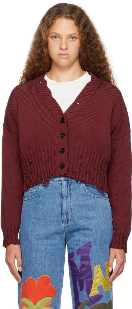 Marni Burgundy Cropped Cardigan 1