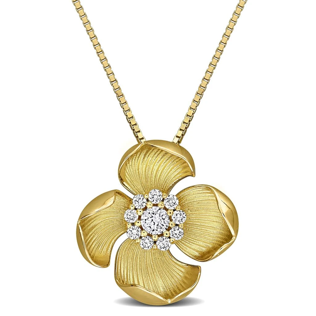 Mimi 
Max Created Forever 3/5ct TW Lab-Grown Diamond Flower Necklace Yellow Plated Sterling Silver