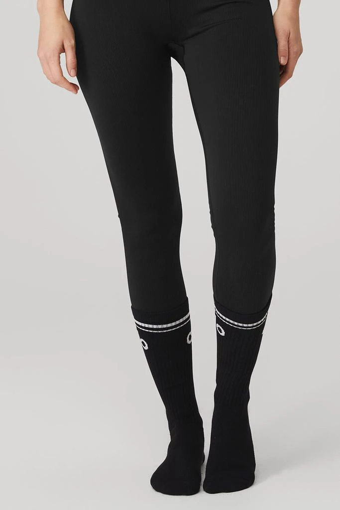 Alo Women's Throwback Barre Sock - Black/White 2
