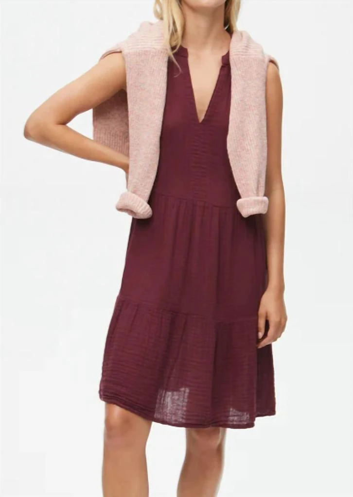Michael Stars Daisy Double-Gauze Dress In Purple 3