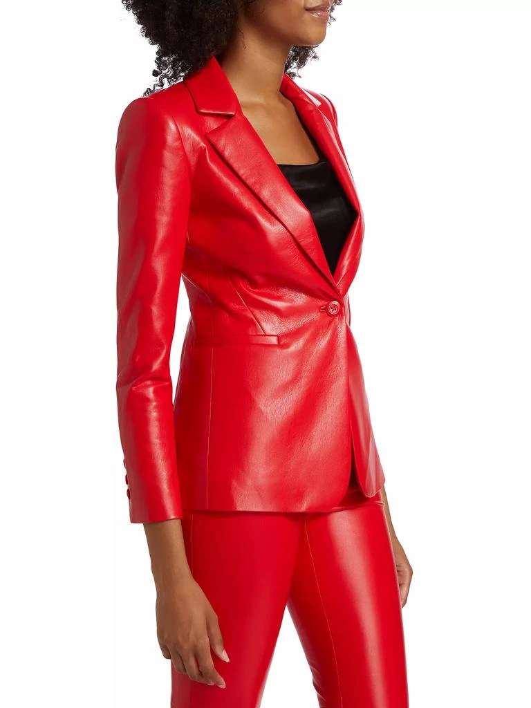 Alice + Olivia Macey Faux-Leather Fitted Blazer 4