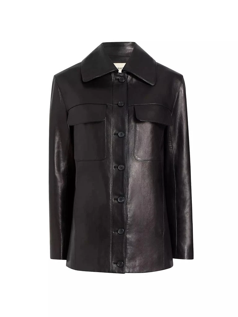 Khaite Iana Leather Button-Front Shirt Jacket 1