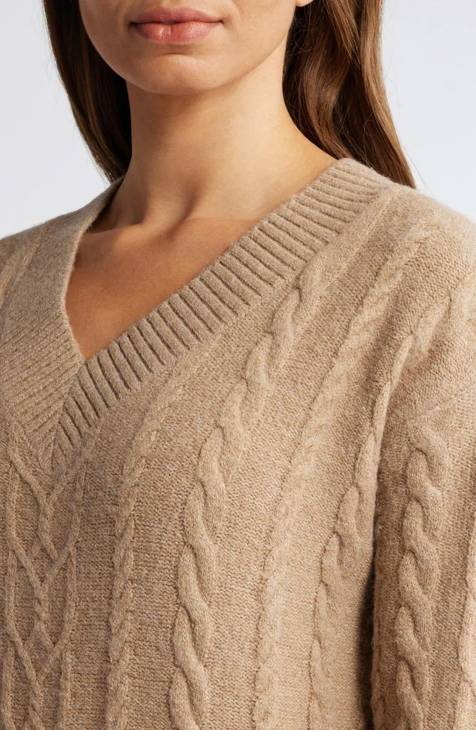 Caslon Long Sleeve Cable Stitch Sweater Dress 4