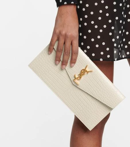 Yves Saint Laurent Uptown croc-effect leather clutch 2