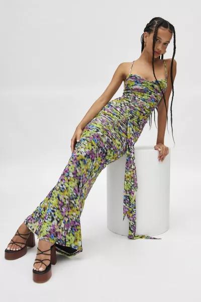 AFRM AFRM Azula Printed Mesh Ruched Front Maxi Dress