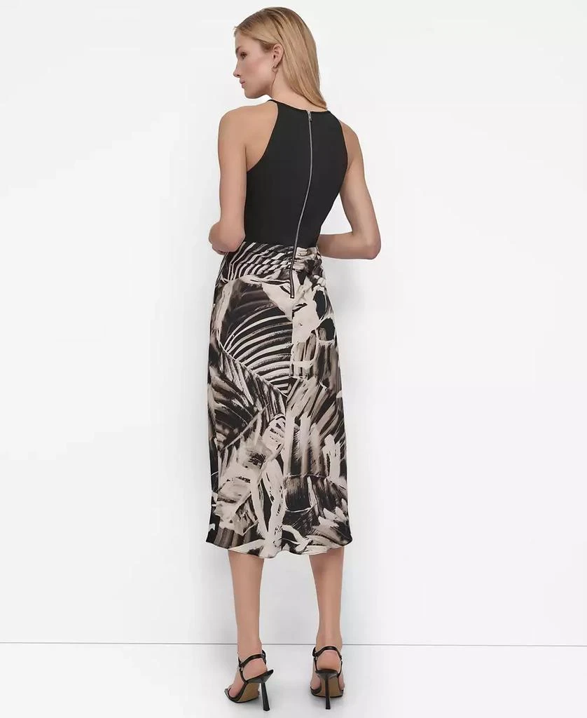 DKNY Women's Mixed-Media Tie-Front Midi Dress 4