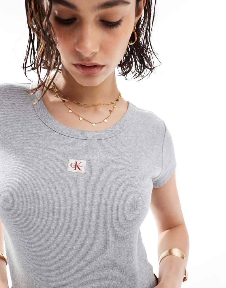Calvin Klein Calvin Klein Jeans woven label rib baby t-shirt in grey