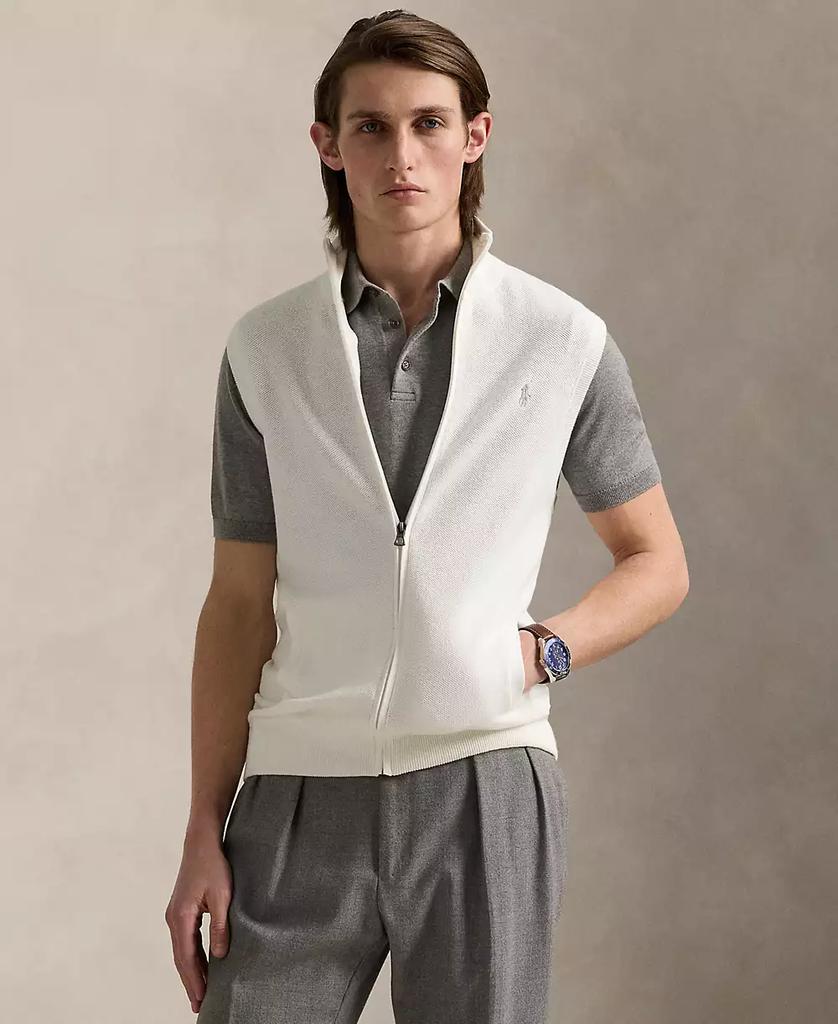 Ralph Lauren Men's Mesh-Knit Cotton Full-Zip Sweater Vest