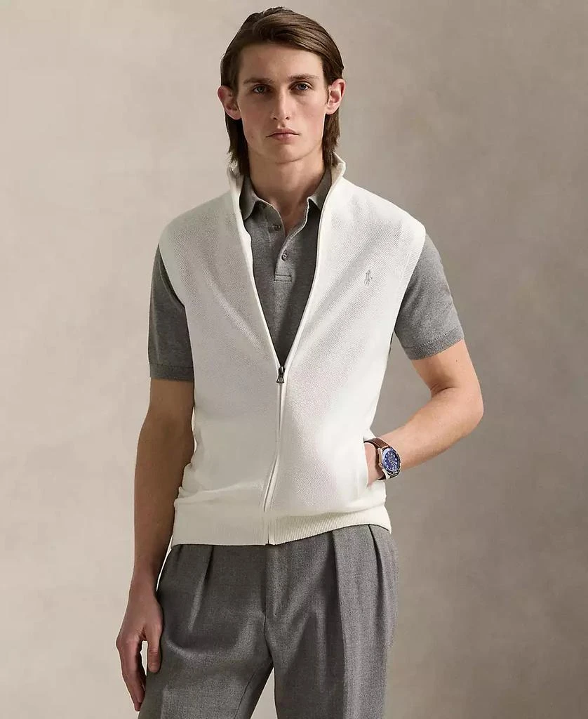 Ralph Lauren Men's Mesh-Knit Cotton Full-Zip Sweater Vest 1