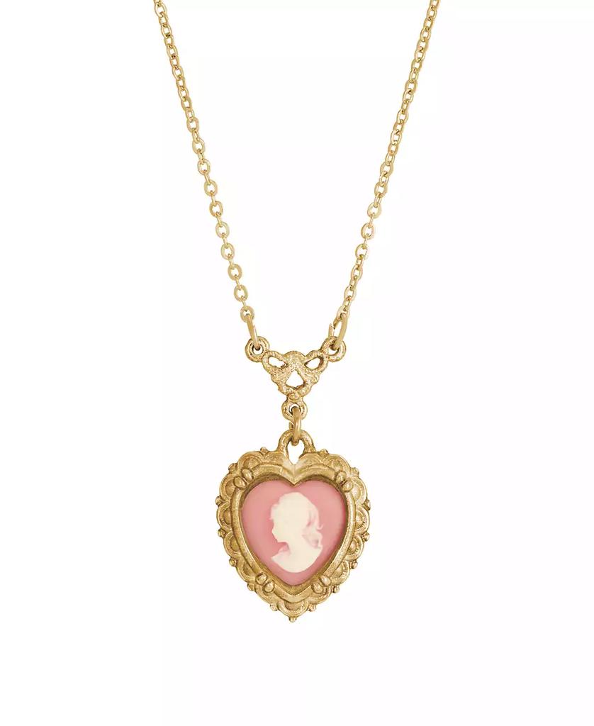 2028 Resin Pink Cameo Heart Necklace