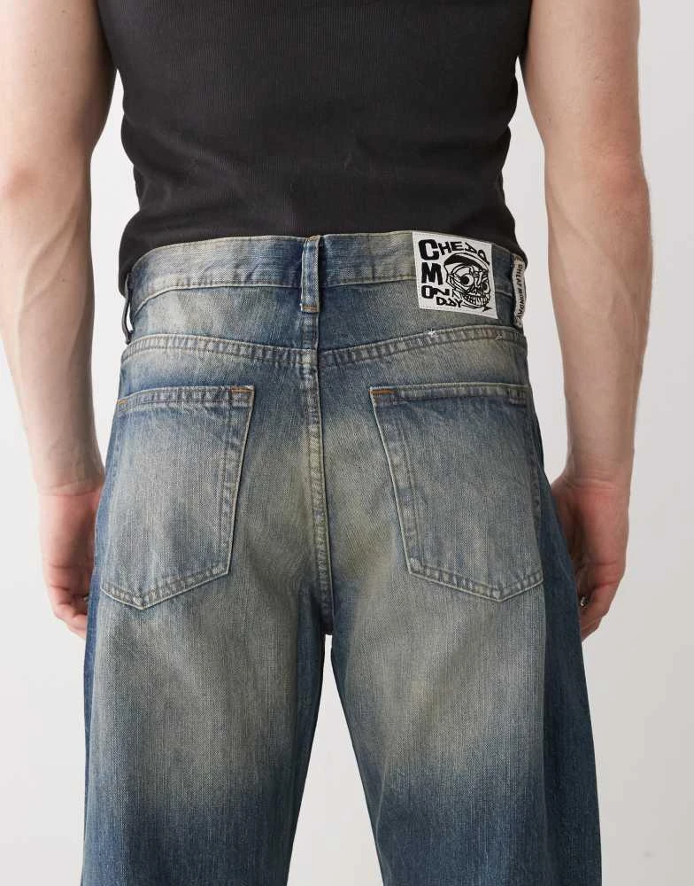 Cheap Monday Cheap Monday Boo Bootleg rigid bootcut jeans in blue wash with faded highlight 4
