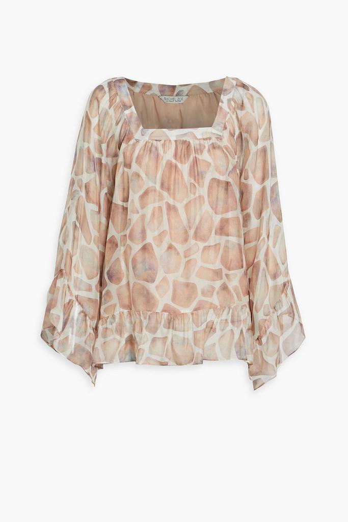 Rachel Zoe Ruffled printed chiffon blouse