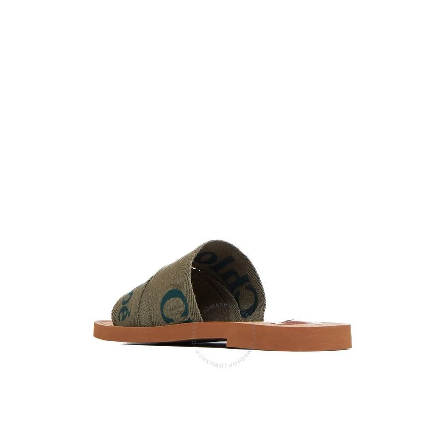 Chloé Woody Logo Flat Mules in Sweet Khaki 2