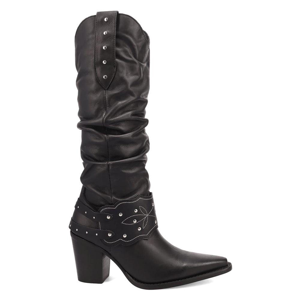 Dingo Grit N' Grace Slouchy Studded Snip Toe Pull On Cowboy Boots