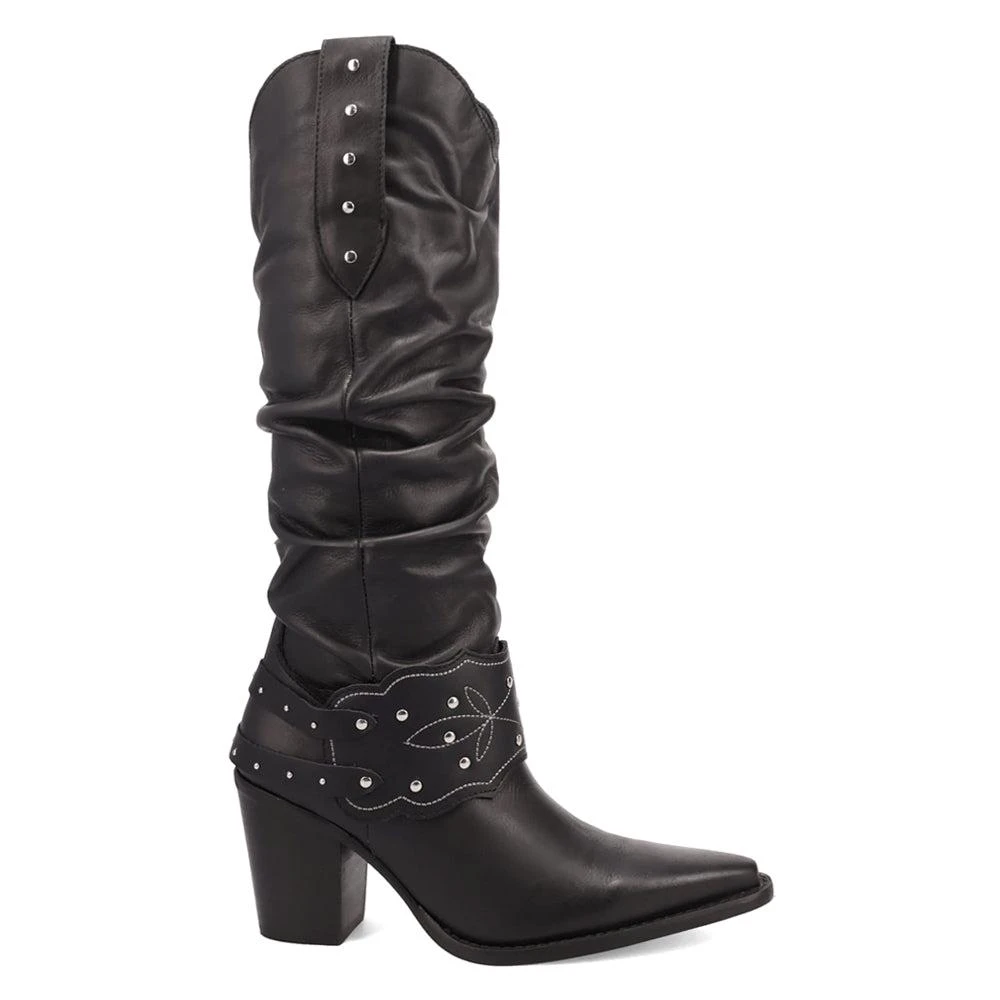 Dingo Grit N' Grace Slouchy Studded Snip Toe Pull On Cowboy Boots 1