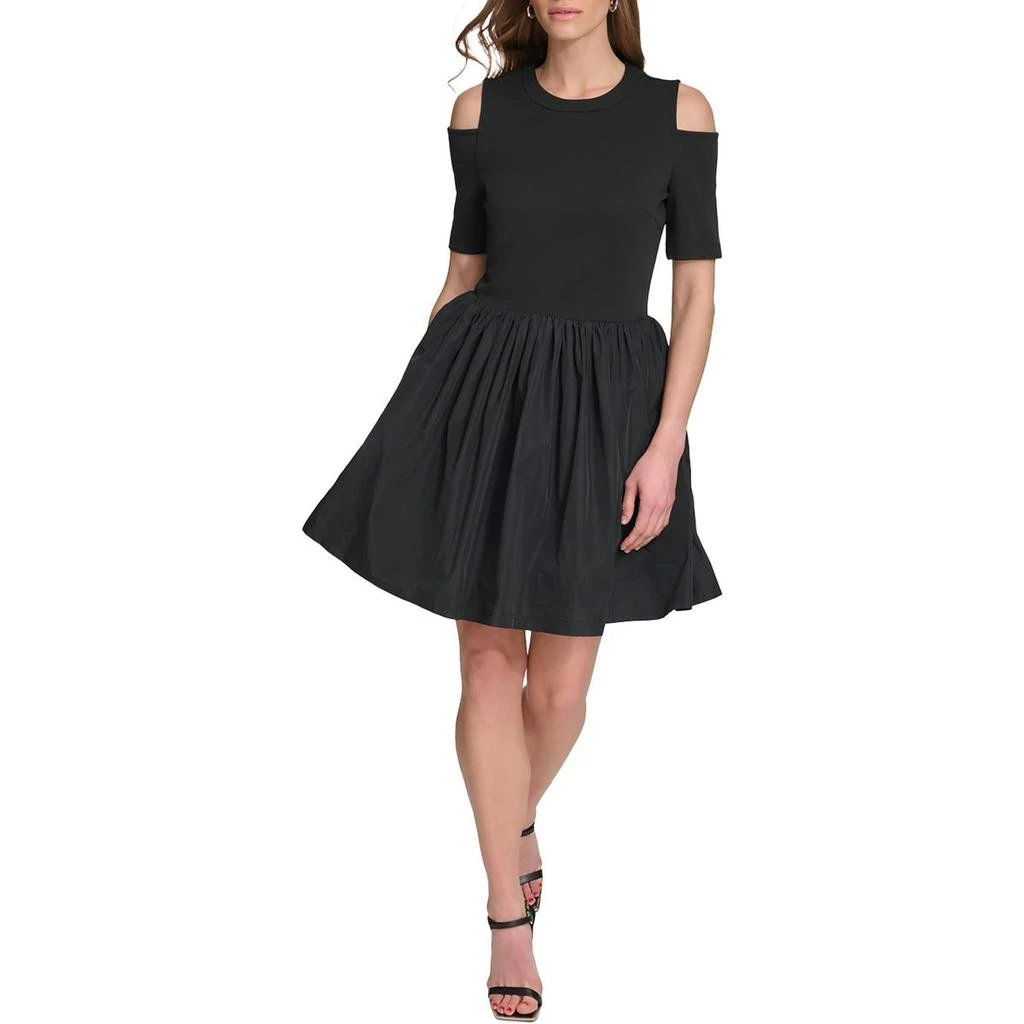 DKNY Womens Mini Cold Shoulder Fit & Flare Dress 1